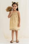 The Right Cut_Beige Handloom Cotton French Fries Dress_Online_at_Aza_Fashions