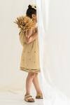 Buy_The Right Cut_Beige Handloom Cotton French Fries Dress_Online_at_Aza_Fashions