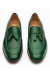 Shop_3DM Lifestyle_Green Full Grain Calf Leather Uppers Leather Tassel Loafers_at_Aza_Fashions