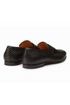 Shop_3DM LIFESTYLE_Black Woven Leather Penny Loafers  _Online_at_Aza_Fashions