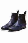 Buy_3dm Lifestyle_Blue Leather Wingtip Chelsea Brogue Boots  _at_Aza_Fashions