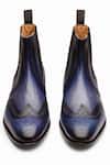 Shop_3dm Lifestyle_Blue Leather Wingtip Chelsea Brogue Boots  _at_Aza_Fashions