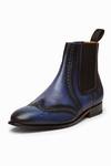 3dm Lifestyle_Blue Leather Wingtip Chelsea Brogue Boots  _Online_at_Aza_Fashions