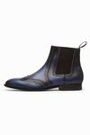 Buy_3dm Lifestyle_Blue Leather Wingtip Chelsea Brogue Boots  _Online_at_Aza_Fashions
