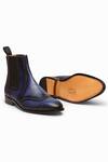 Shop_3dm Lifestyle_Blue Leather Wingtip Chelsea Brogue Boots  _Online_at_Aza_Fashions