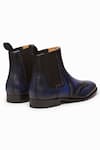 3dm Lifestyle_Blue Leather Wingtip Chelsea Brogue Boots  _at_Aza_Fashions