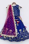 Fayon Kids_Blue Silk Floral Embroidered Lehenga Set For Girls_Online_at_Aza_Fashions