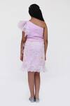 Shop_Fayon Kids_Purple Organza Embroidery One Shoulder Dress _at_Aza_Fashions