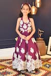 Buy_Fayon Kids_Purple Cotton Embroidery Floral Gown _at_Aza_Fashions