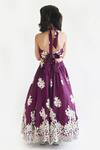 Shop_Fayon Kids_Purple Cotton Embroidery Floral Gown _at_Aza_Fashions