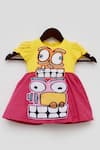 Shop_Fayon Kids_Yellow Linen Cartoon Print Dress _at_Aza_Fashions