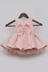 Shop_Fayon Kids_Pink Satin Beads Peter Pan Collar Frock _at_Aza_Fashions