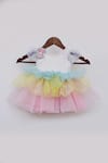 Buy_Fayon Kids_Multi Color Organza Pearls Block Frill Frock _at_Aza_Fashions
