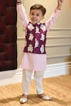 Buy_FAYON KIDS_Purple Cotton Silk Embroidered Floral Motifs Bundi And Kurta Set _at_Aza_Fashions