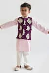 FAYON KIDS_Purple Cotton Silk Embroidered Floral Motifs Bundi And Kurta Set _Online_at_Aza_Fashions