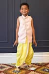 Buy_Fayon Kids_Yellow Silk Embroidery Kurta And Dhoti Pant Set _at_Aza_Fashions