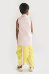 Shop_Fayon Kids_Yellow Silk Embroidery Kurta And Dhoti Pant Set _at_Aza_Fashions