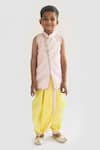 Fayon Kids_Yellow Silk Embroidery Kurta And Dhoti Pant Set _Online_at_Aza_Fashions