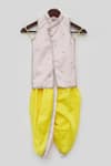Buy_Fayon Kids_Yellow Silk Embroidery Kurta And Dhoti Pant Set _Online_at_Aza_Fashions