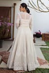 Shop_Jade by Monica and Karishma_White Tulle And Net Embroidery Lace Round Paavi Gown  _at_Aza_Fashions