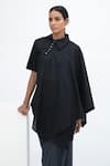 Buy_Aakaar_Black Cotton Spread Collar Noire Asymmetric Tunic _at_Aza_Fashions