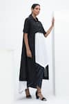 Aakaar_Black Cotton Spread Collar Layered Tunic _Online_at_Aza_Fashions