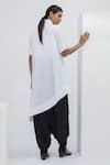 Shop_Aakaar_White Cotton Spread Collar Overlap Draped Tunic _at_Aza_Fashions