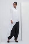 Buy_Aakaar_White Cotton Spread Collar Waterfall Hem Tunic_Online_at_Aza_Fashions
