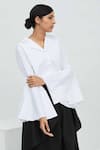 Aakaar_White Cotton Asymmetric Tunic_Online_at_Aza_Fashions