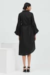 Shop_Aakaar_Black Cotton Spread Collar Midi Dress _at_Aza_Fashions