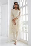 Buy The Royaleum White Organza, Net Floral Round Embroidered Kurta Set at Aza Fashions Buy_The Royaleum_White Organza, Net Floral Round Embroidered Kurta Set _at_Aza_Fashions
