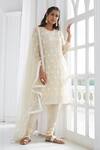 Shop The Royaleum White Organza, Net Floral Round Embroidered Kurta Set at Aza Fashions Shop_The Royaleum_White Organza, Net Floral Round Embroidered Kurta Set _at_Aza_Fashions