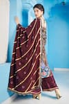 Shop_The Royaleum_Brown Crepe, Silk Dupion Floral Round Printed Kurta Palazzo Set _at_Aza_Fashions