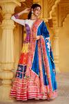 Shop_The Royaleum_Multi Color Crepe, Uppada Silk Patola Round Print Anarkali With Dupatta_at_Aza_Fashions