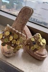 Shop_Foot Fuel_Gold Pearls, Chains Coin And Embellished Platform Wedges _at_Aza_Fashions