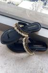 Buy_Foot Fuel_Black Handmade Pearl Drop Flats _at_Aza_Fashions