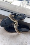 Shop_Foot Fuel_Black Handmade Pearl Drop Flats _at_Aza_Fashions