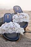 Shop Foot Fuel White Handmade Shell Embellished Flats at Aza Fashions Shop_Foot Fuel_White Handmade Shell Embellished Flats _at_Aza_Fashions