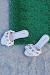 Buy_Foot Fuel_White Coin And Shell Embellished Flats _at_Aza_Fashions
