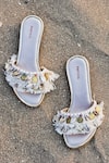 Shop_Foot Fuel_White Coin And Shell Embellished Flats _at_Aza_Fashions