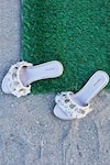 Foot Fuel_White Coin And Shell Embellished Flats _Online_at_Aza_Fashions