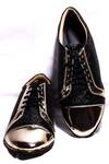 Foot Fuel_Black Suede Glitter And Metallic Shoes_Online_at_Aza_Fashions