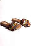 Buy_Foot Fuel_Multi Color Fringe Embellished Flats _at_Aza_Fashions