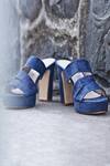 Shop_Foot Fuel_Blue Embroidery Pearl Work Block Heels _at_Aza_Fashions