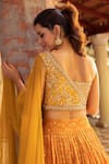 Shop_Basanti - Kapde Aur Koffee_Yellow Raw Silk Embroidered Sequins One Shoulder Draped Choli And Lehenga Set _at_Aza_Fashions