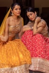 Shop_Basanti - Kapde Aur Koffee_Yellow Raw Silk Embroidered Sequins One Shoulder Draped Choli And Lehenga Set _Online_at_Aza_Fashions