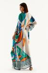 Shop_Rajdeep Ranawat_Multi Color Silk Geometric V Neck Imama Print Kaftan_at_Aza_Fashions