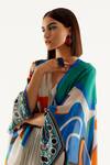 Rajdeep Ranawat_Multi Color Imama Silk Geometric Print Kaftan_at_Aza_Fashions