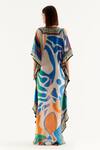 Shop_Rajdeep Ranawat_Multi Color Silk Geometric V Neck Elenor Printed Kaftan_at_Aza_Fashions