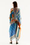 Shop_Rajdeep Ranawat_Multi Color Silk Geometric V Neck Majida Print Kaftan_at_Aza_Fashions